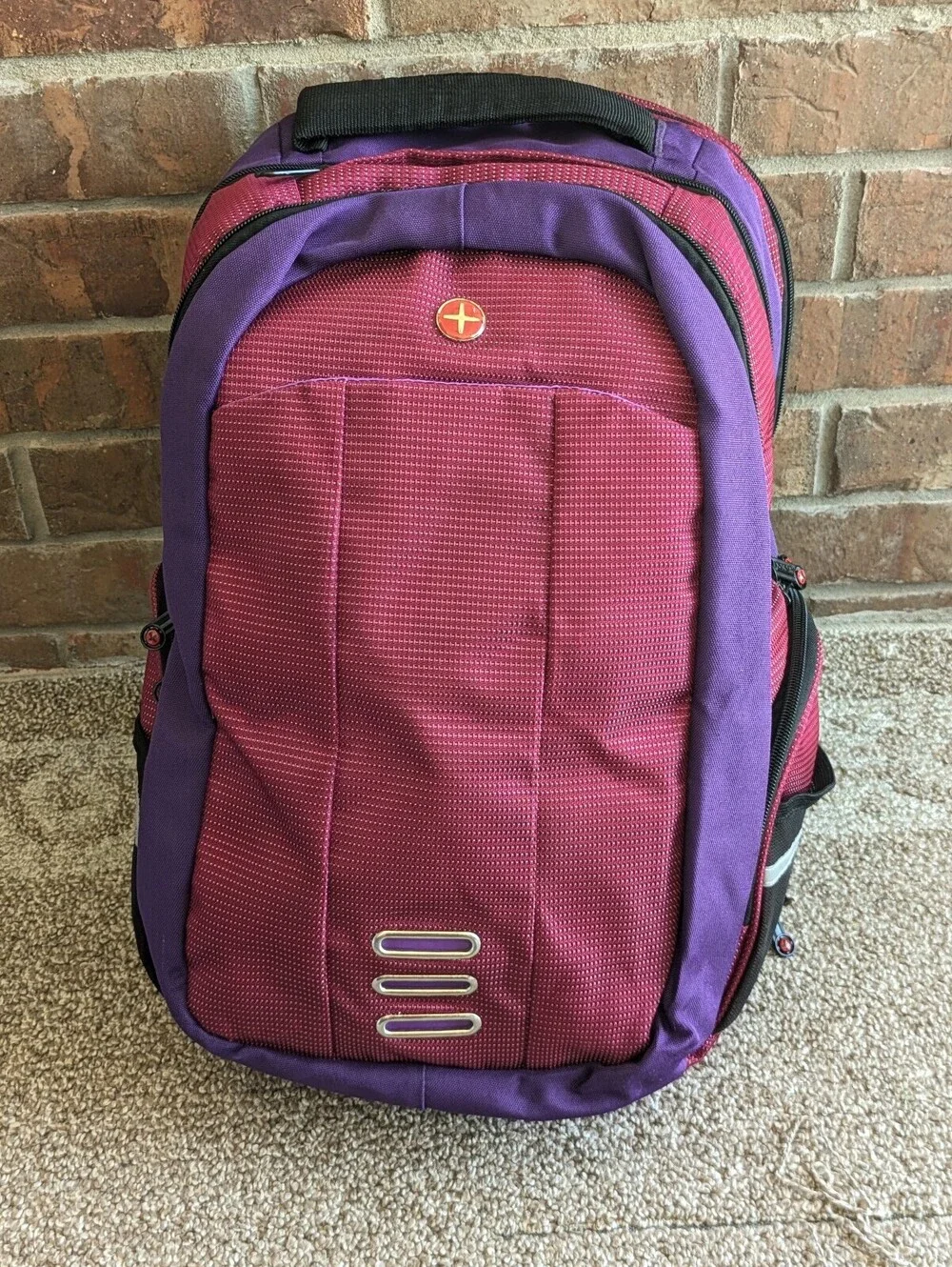 SWISSGEAR Laptop Backpack Y2K Travel Bag Purple Maroon Tech Padded School Daybag